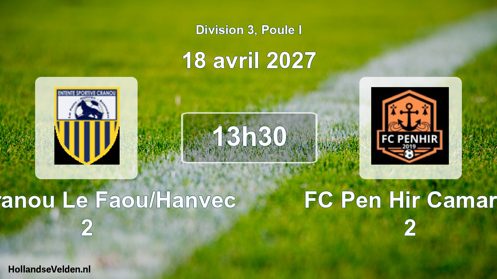 Geplande wedstrijd: ES Cranou Le Faou/Hanvec 2 - FC Pen Hir Camaret 2 (18 april 2027)