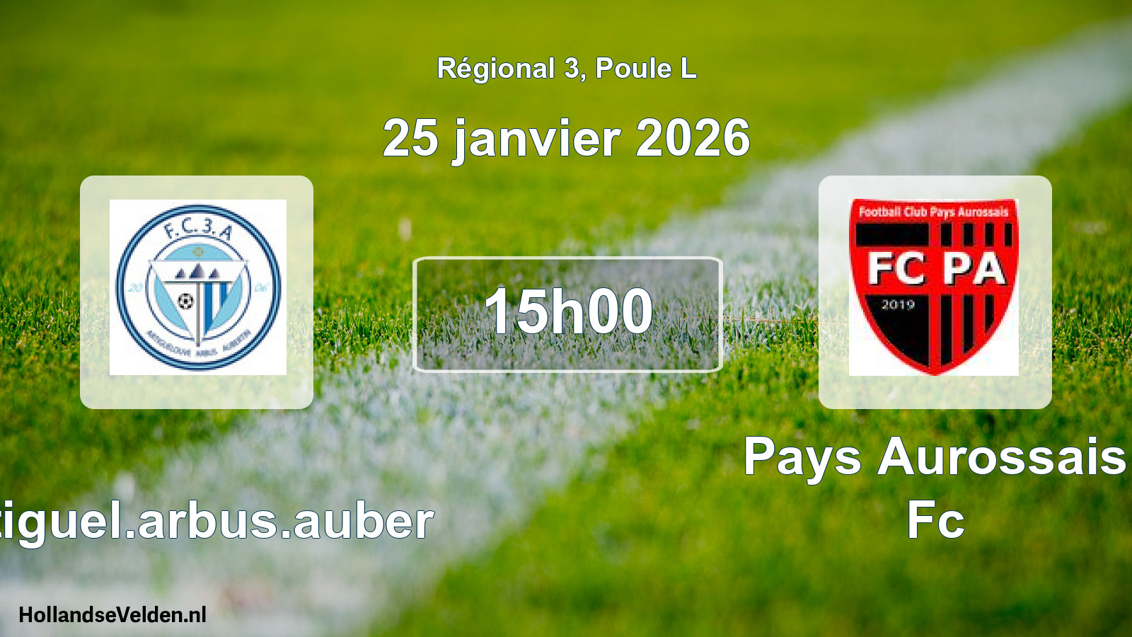 Geplande wedstrijd: Artiguel.arbus.auber - Pays Aurossais Fc (25 janvier 2026)