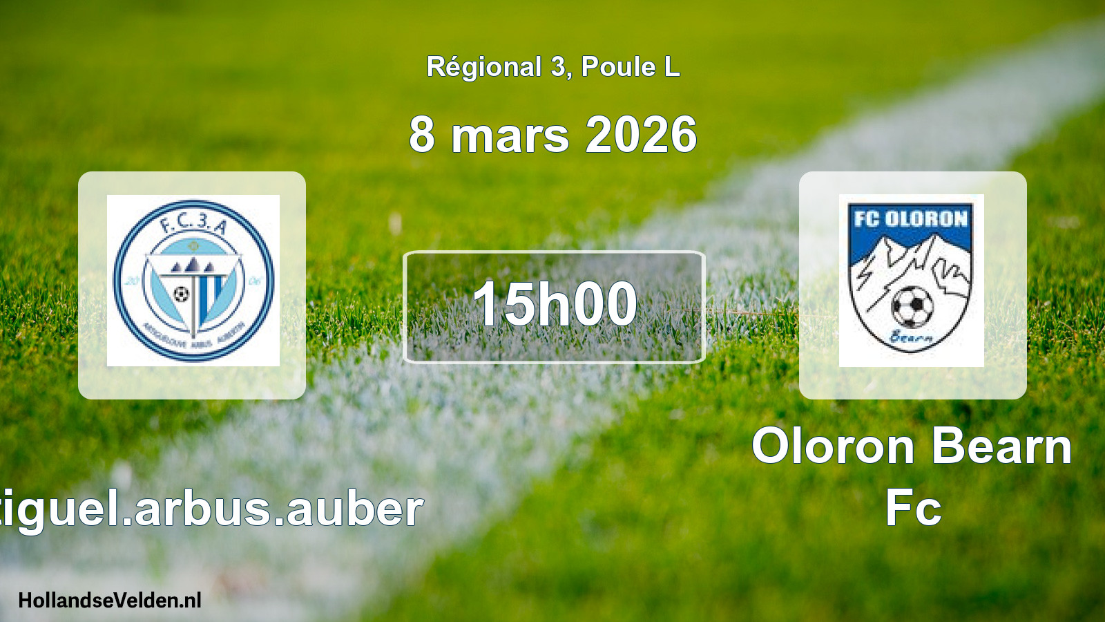 Geplande wedstrijd: Artiguel.arbus.auber - Oloron Bearn Fc (8 mars 2026)