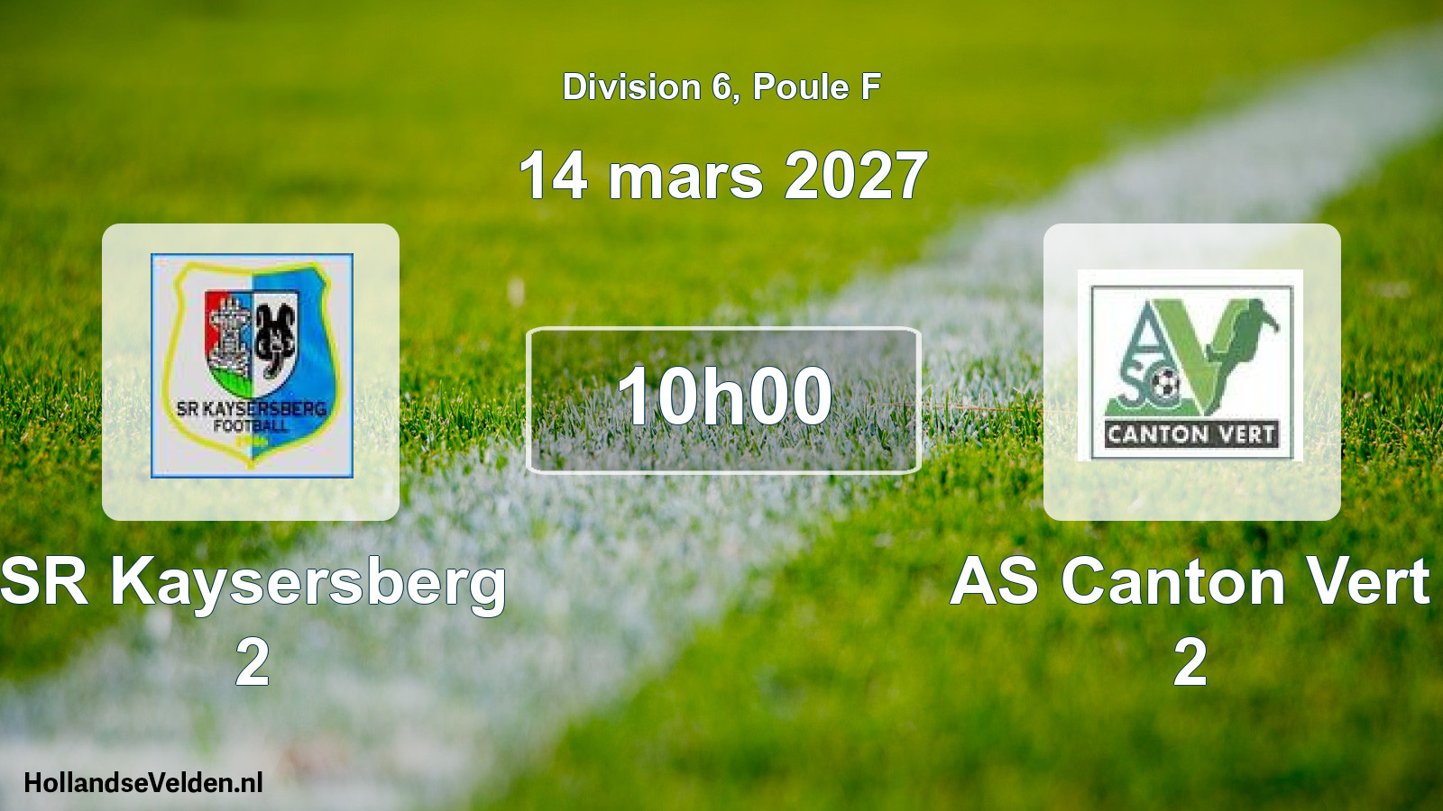 Match programmé: SR Kaysersberg 2 - AS Canton Vert 2 (14 mars 2027)