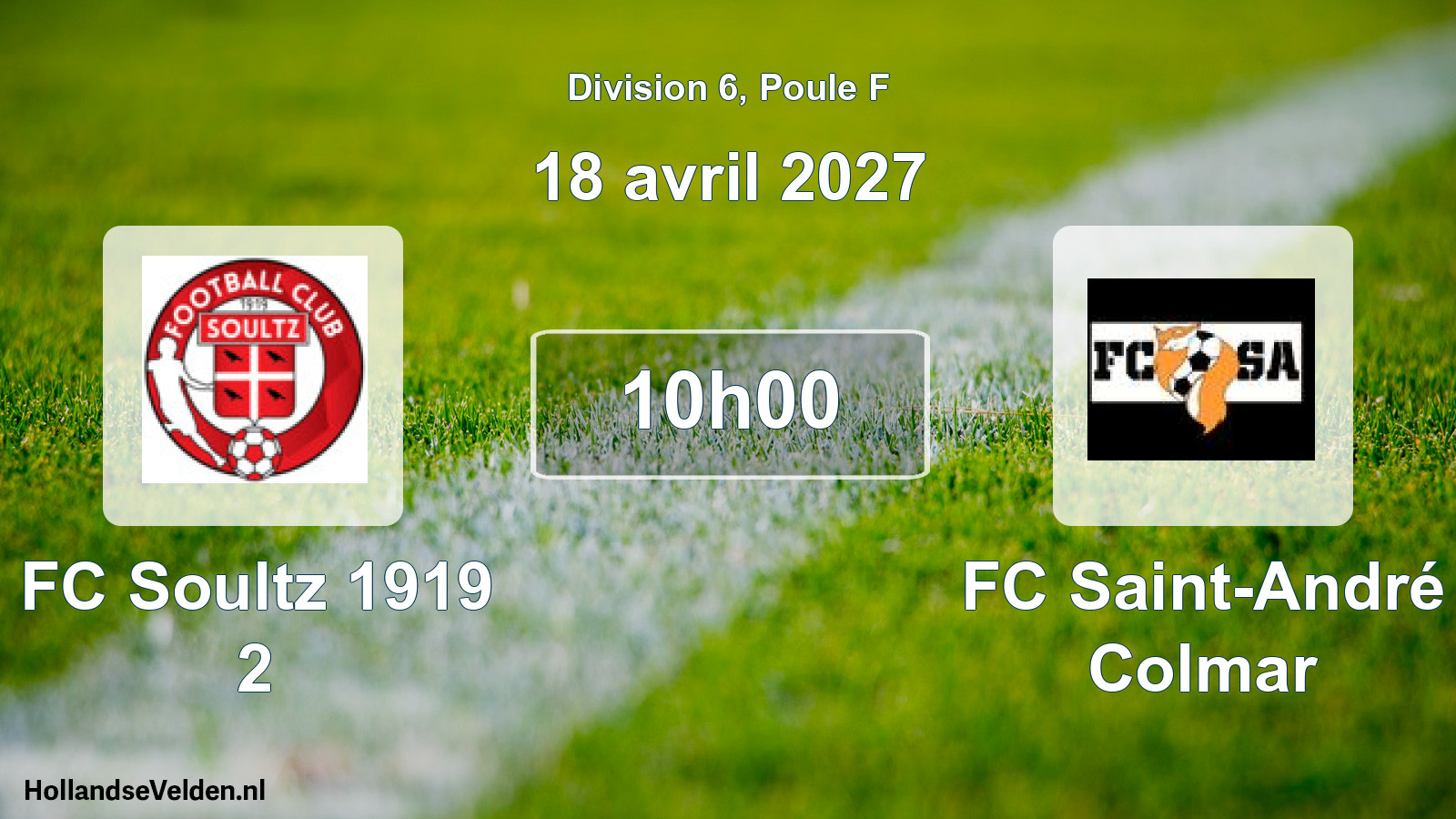 Match programmé: FC Soultz 1919 2 - FC Saint-André Colmar (18 avril 2027)