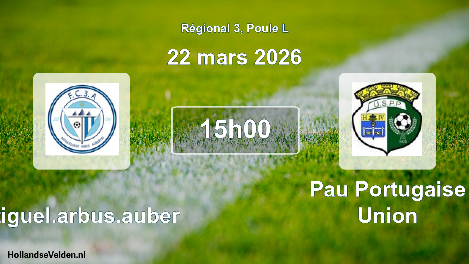 Geplande wedstrijd: Artiguel.arbus.auber - Pau Portugaise Union (22 maart 2026)