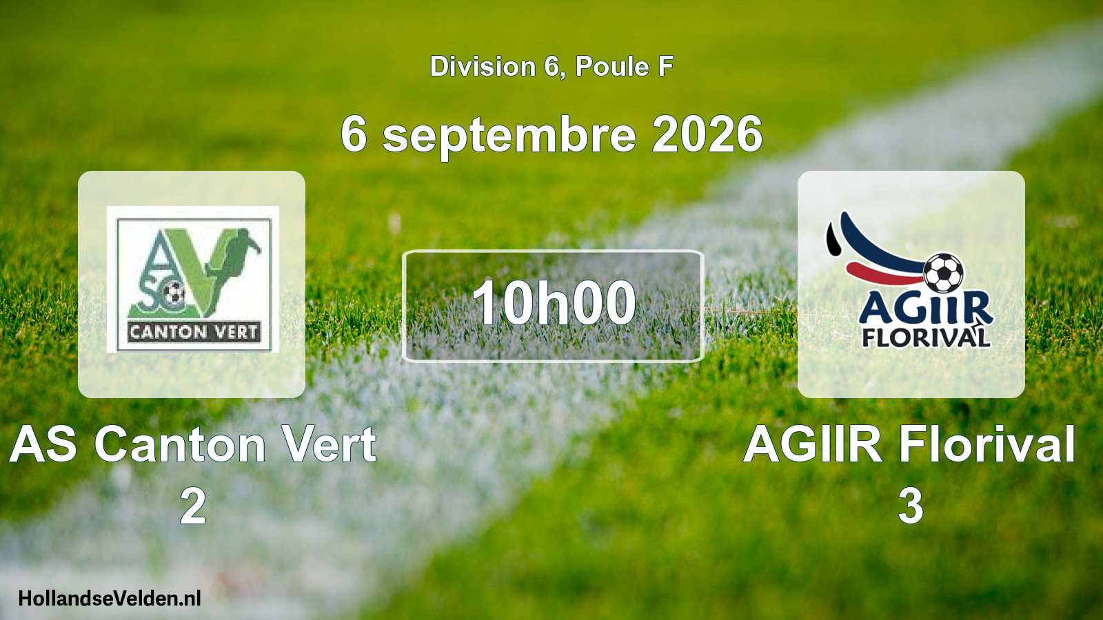 Scheduled Match: AS Canton Vert 2 - AGIIR Florival 3 (6 September 2026)