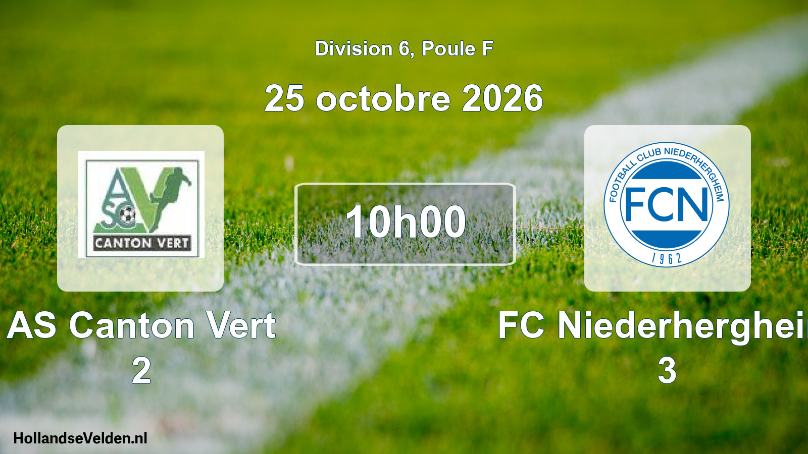 Scheduled Match: AS Canton Vert 2 - FC Niederhergheim 3 (25 October 2026)