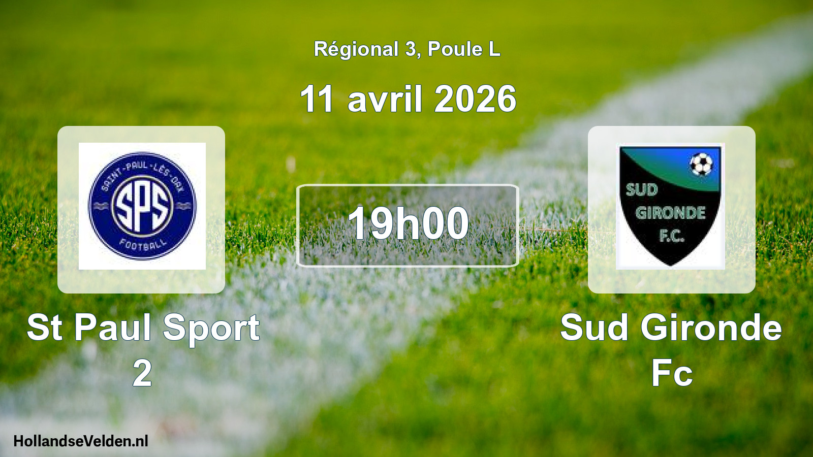 Geplande wedstrijd: St Paul Sport 2 - Sud Gironde Fc (11 april 2026)