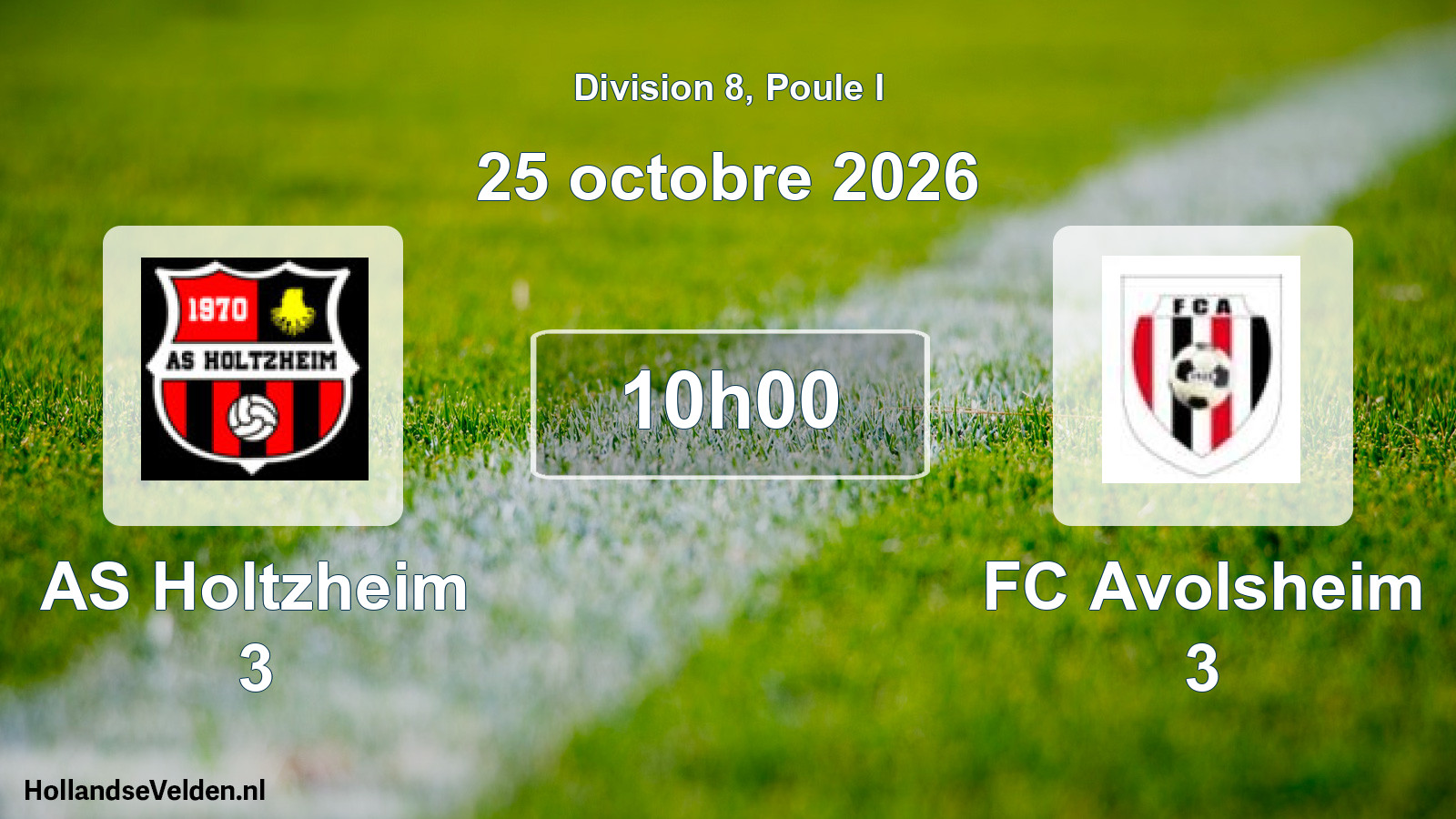 Match programmé: AS Holtzheim 3 - FC Avolsheim 3 (25 octobre 2026)