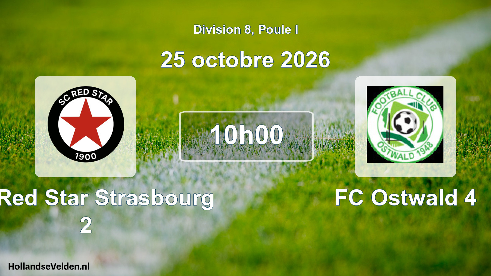Match programmé: SC Red Star Strasbourg 2 - FC Ostwald 4 (25 octobre 2026)
