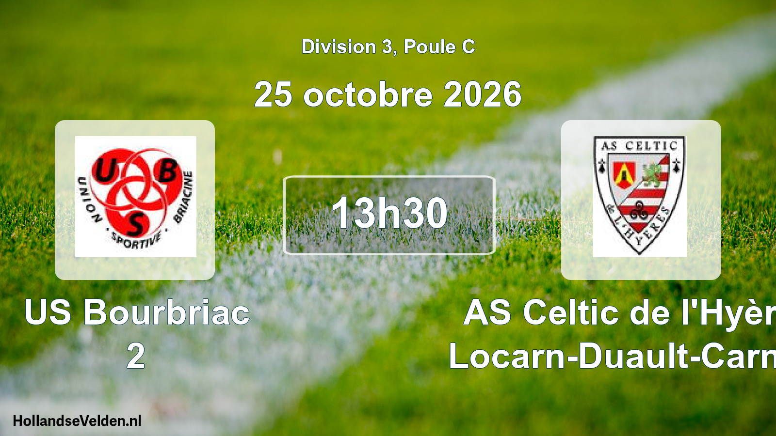 Match programmé: US Bourbriac 2 - AS Celtic de l'Hyères Locarn-Duault-Carnoët (25 octobre 2026)