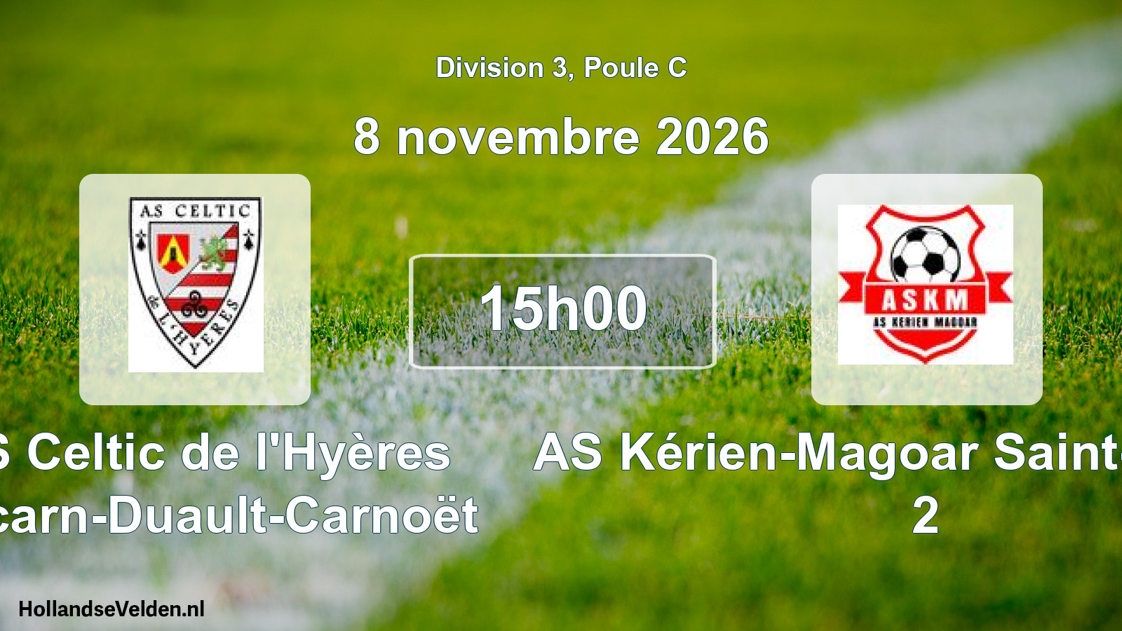 Match programmé: AS Celtic de l'Hyères Locarn-Duault-Carnoët - AS Kérien-Magoar Saint-Nicolas 2 (8 novembre 2026)