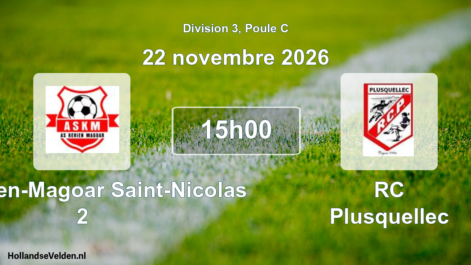 Match programmé: AS Kérien-Magoar Saint-Nicolas 2 - RC Plusquellec (22 novembre 2026)