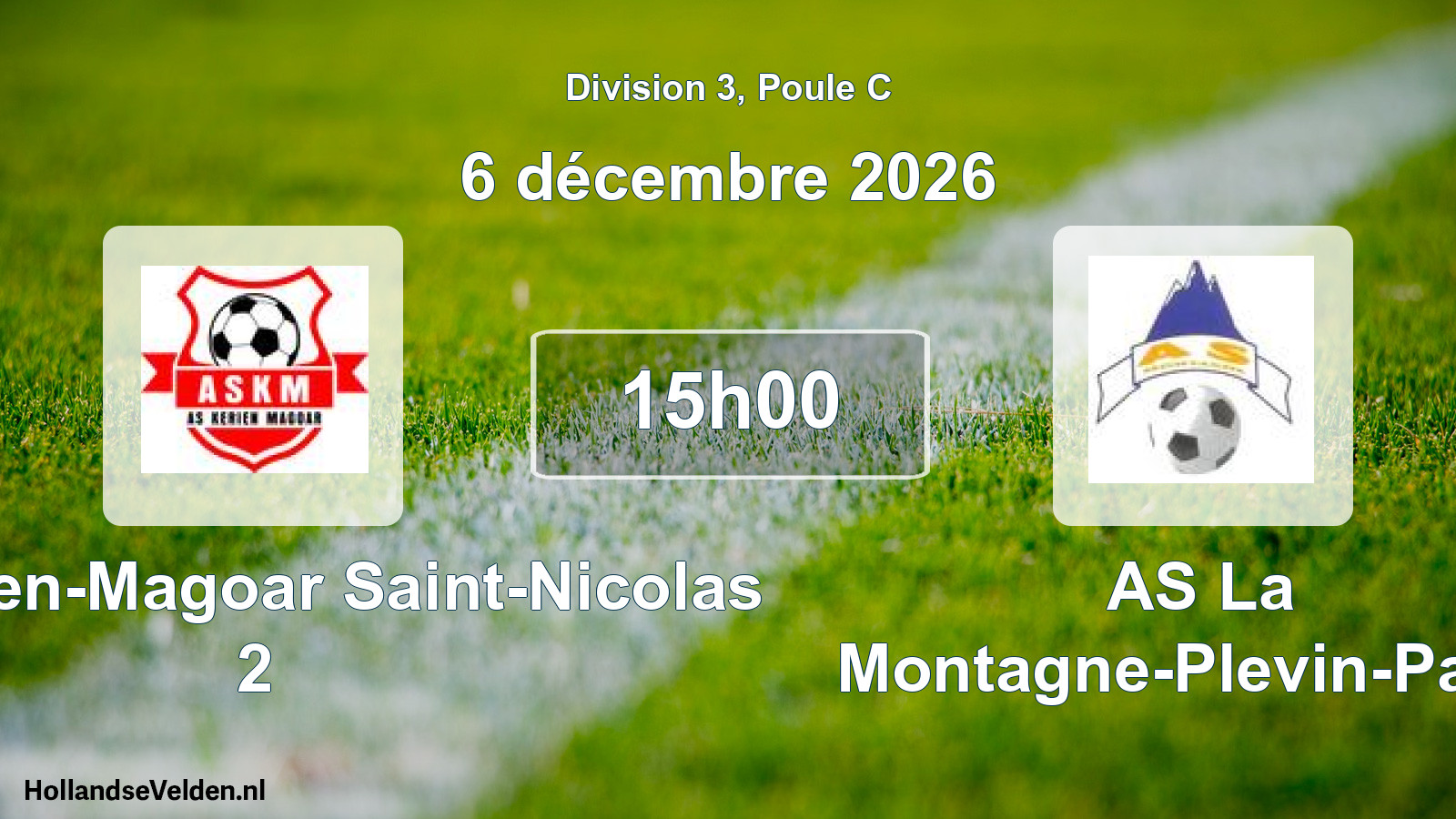 Match programmé: AS Kérien-Magoar Saint-Nicolas 2 - AS La Montagne-Plevin-Paule (6 décembre 2026)