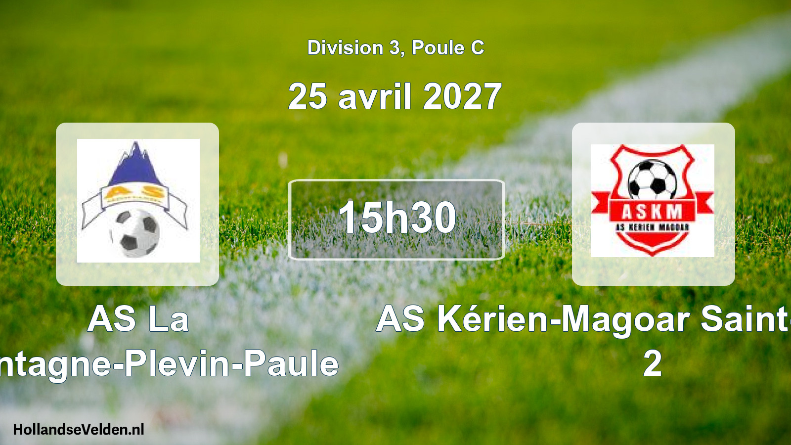 Match programmé: AS La Montagne-Plevin-Paule - AS Kérien-Magoar Saint-Nicolas 2 (25 avril 2027)