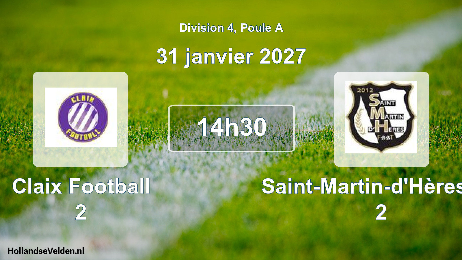 Scheduled Match: Claix Football 2 - Saint-Martin-d'Hères FC 2 (31 January 2027)