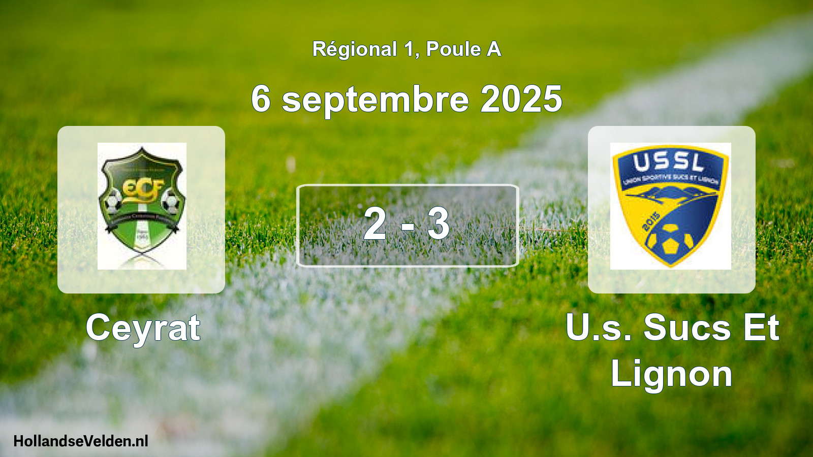 Gespeelde wedstrijd: Ceyrat - U.s. Sucs Et Lignon 2 - 3 (6 septembre 2025)