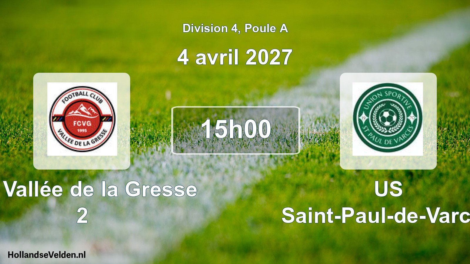Scheduled Match: FC Vallée de la Gresse 2 - US Saint-Paul-de-Varces (4 April 2027)