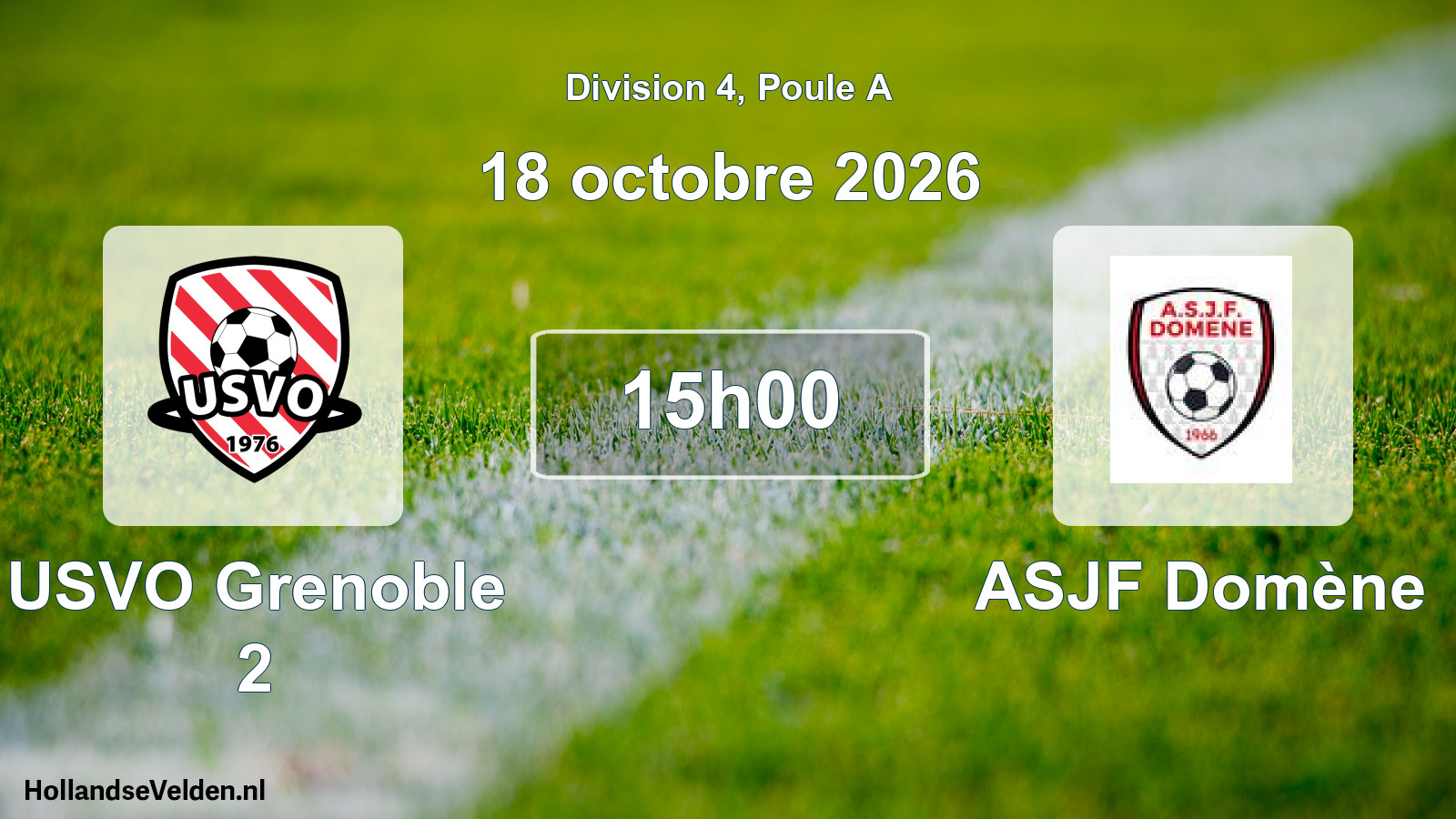 Match programmé: USVO Grenoble 2 - ASJF Domène (18 octobre 2026)