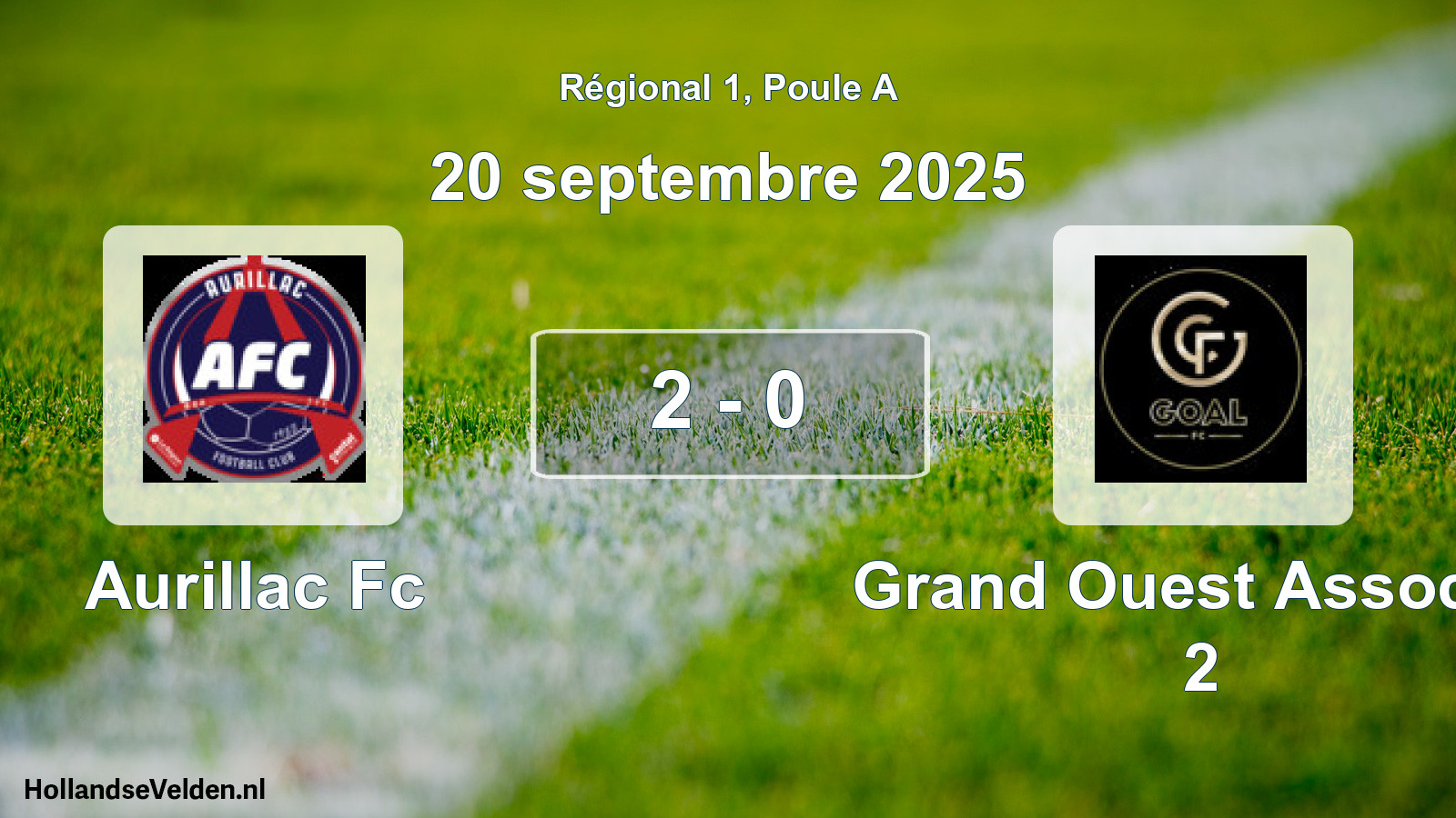 Total number of matches played: Aurillac Fc - Grand Ouest Associat 2 2 - 0 (20 September 2025)