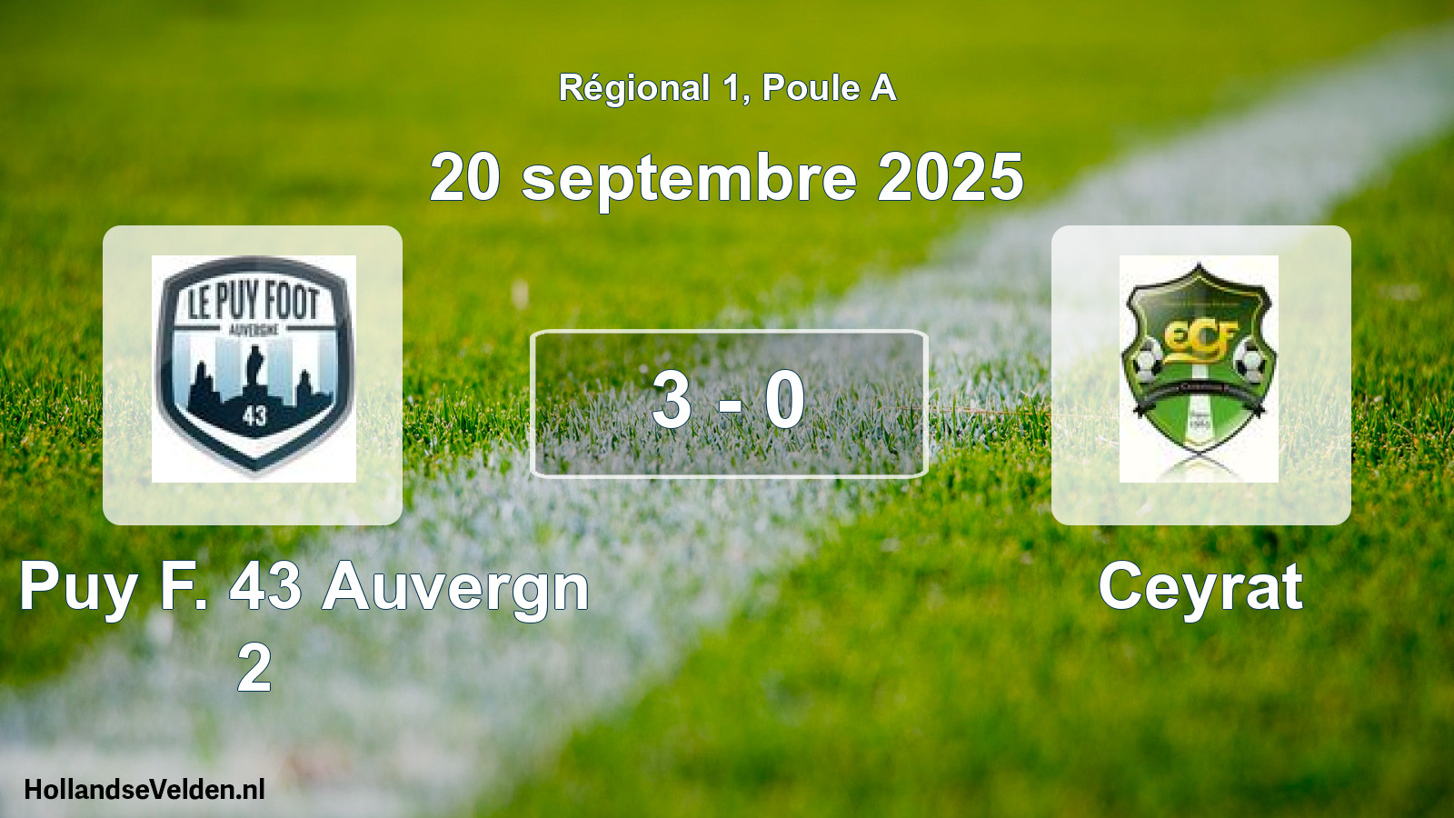 Total number of matches played: Le Puy F. 43 Auvergn 2 - Ceyrat 3 - 0 (20 September 2025)