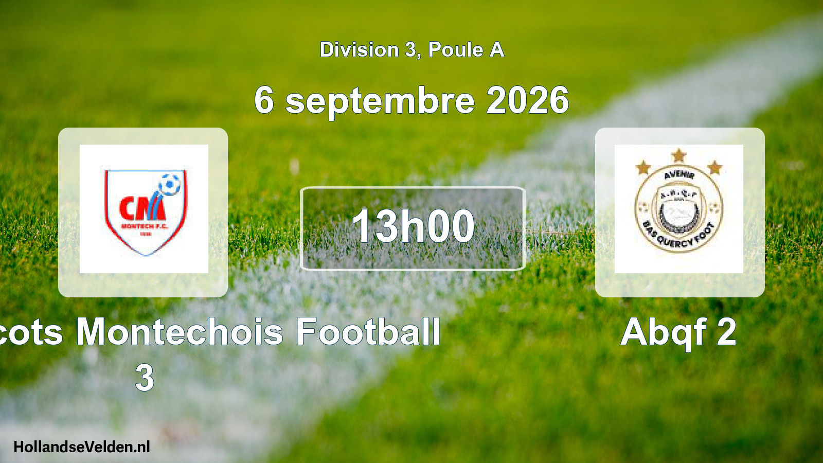 Match programmé: Coquelicots Montechois Football 3 - Abqf 2 (6 septembre 2026)