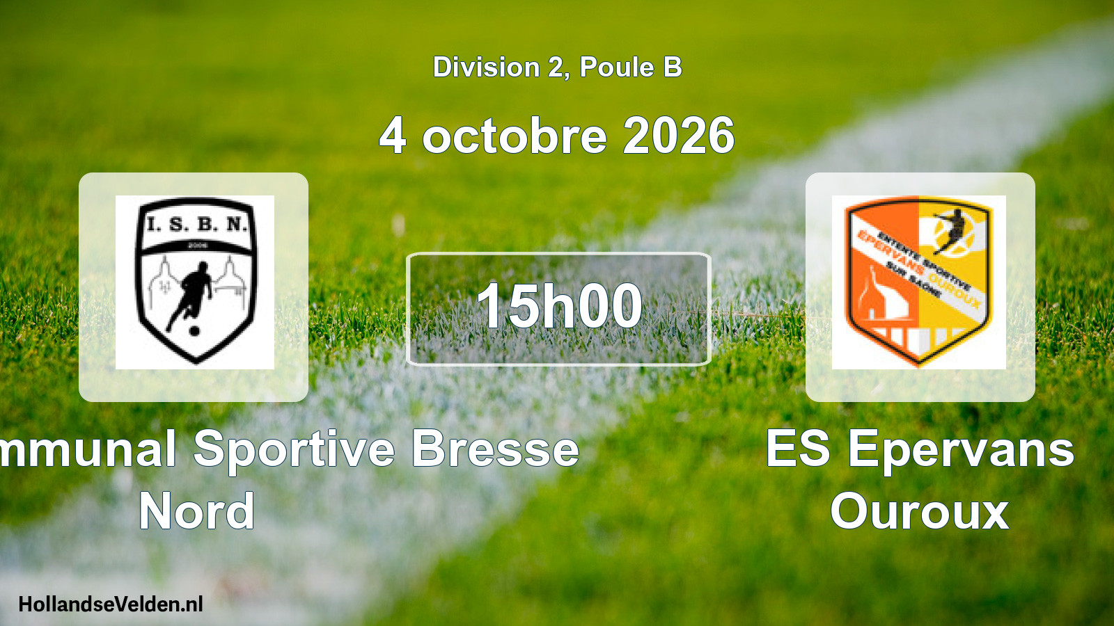 Match programmé: Intercommunal Sportive Bresse Nord - ES Epervans Ouroux (4 octobre 2026)