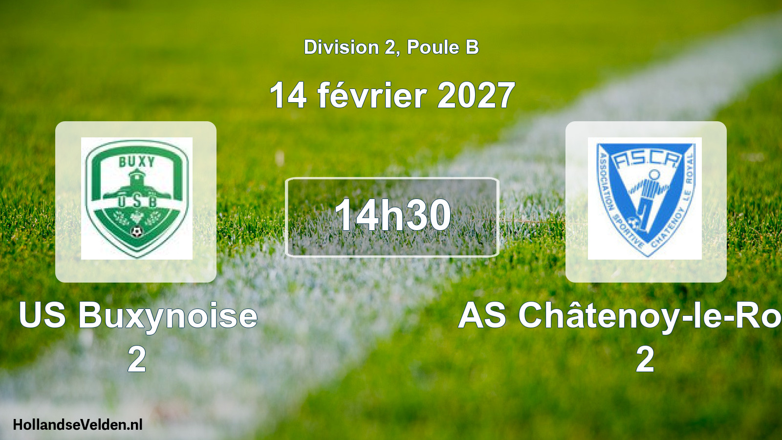 Match programmé: US Buxynoise 2 - AS Châtenoy-le-Royal 2 (14 février 2027)