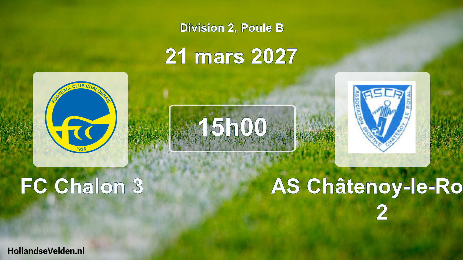 Match programmé: FC Chalon 3 - AS Châtenoy-le-Royal 2 (21 mars 2027)