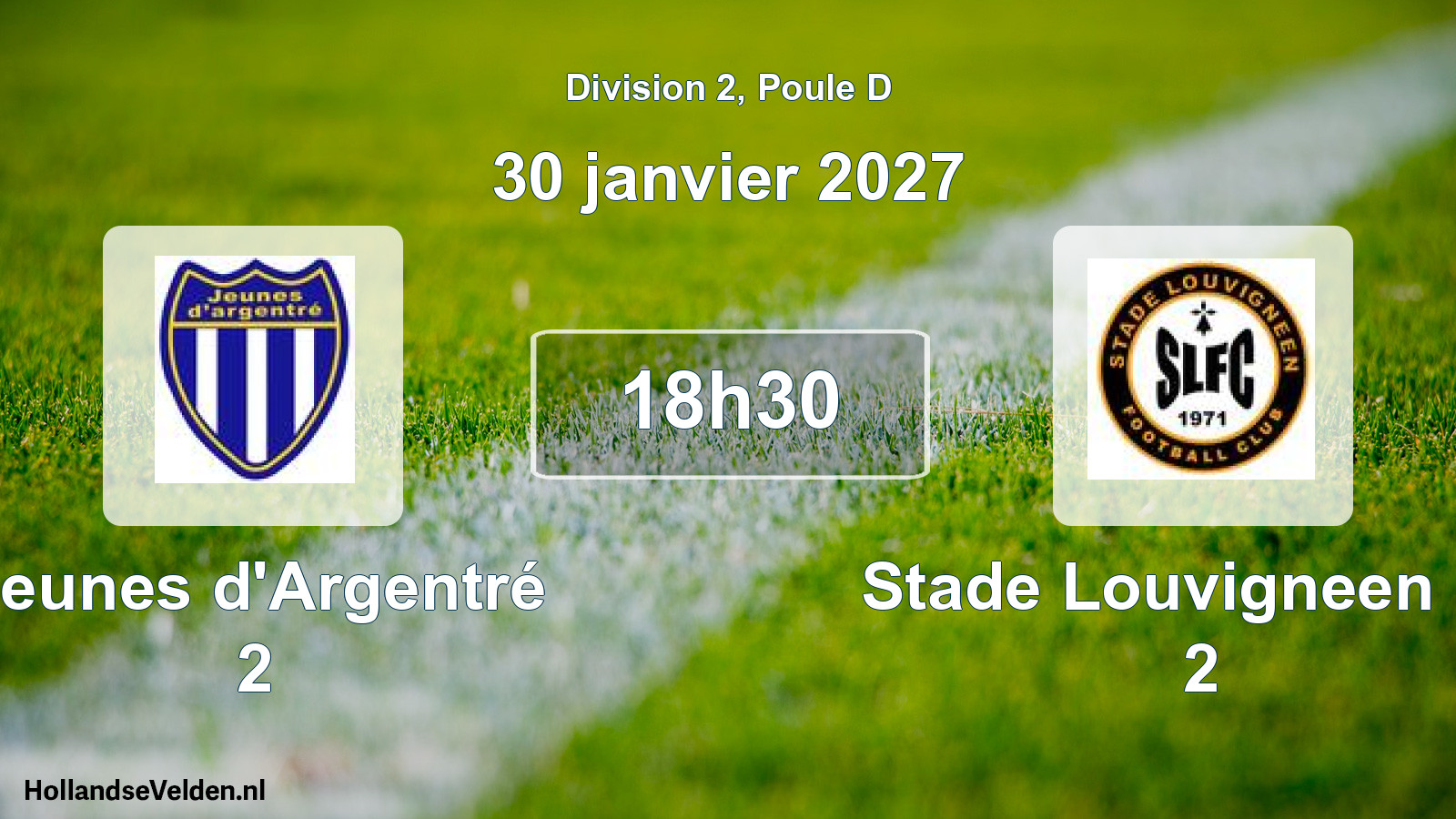 Match programmé: Jeunes d'Argentré 2 - Stade Louvigneen FC 2 (30 janvier 2027)