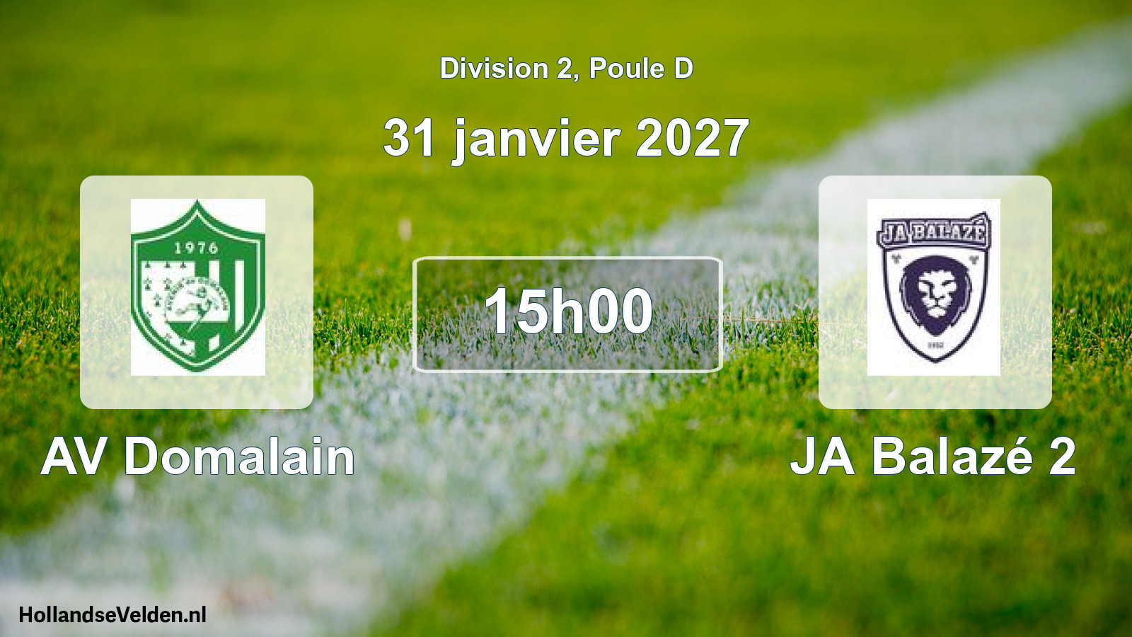 Match programmé: AV Domalain - JA Balazé 2 (31 janvier 2027)