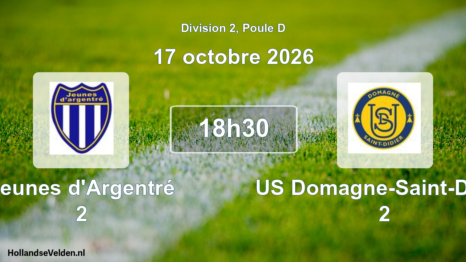 Match programmé: Jeunes d'Argentré 2 - US Domagne-Saint-Didier 2 (17 octobre 2026)