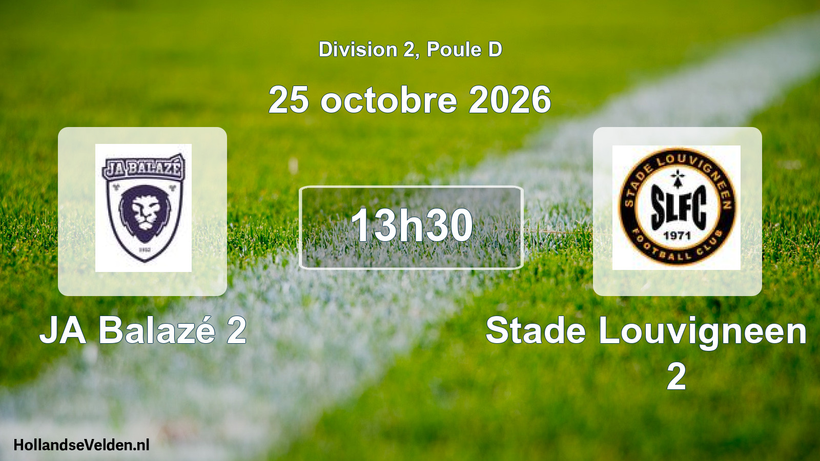 Match programmé: JA Balazé 2 - Stade Louvigneen FC 2 (25 octobre 2026)