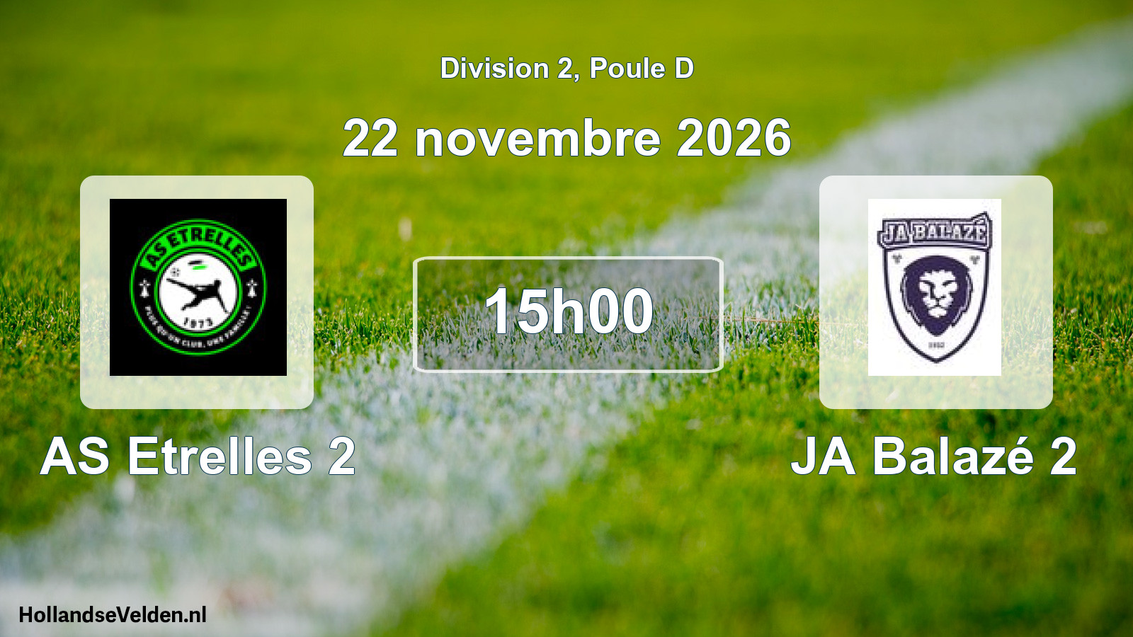 Match programmé: AS Etrelles 2 - JA Balazé 2 (22 novembre 2026)
