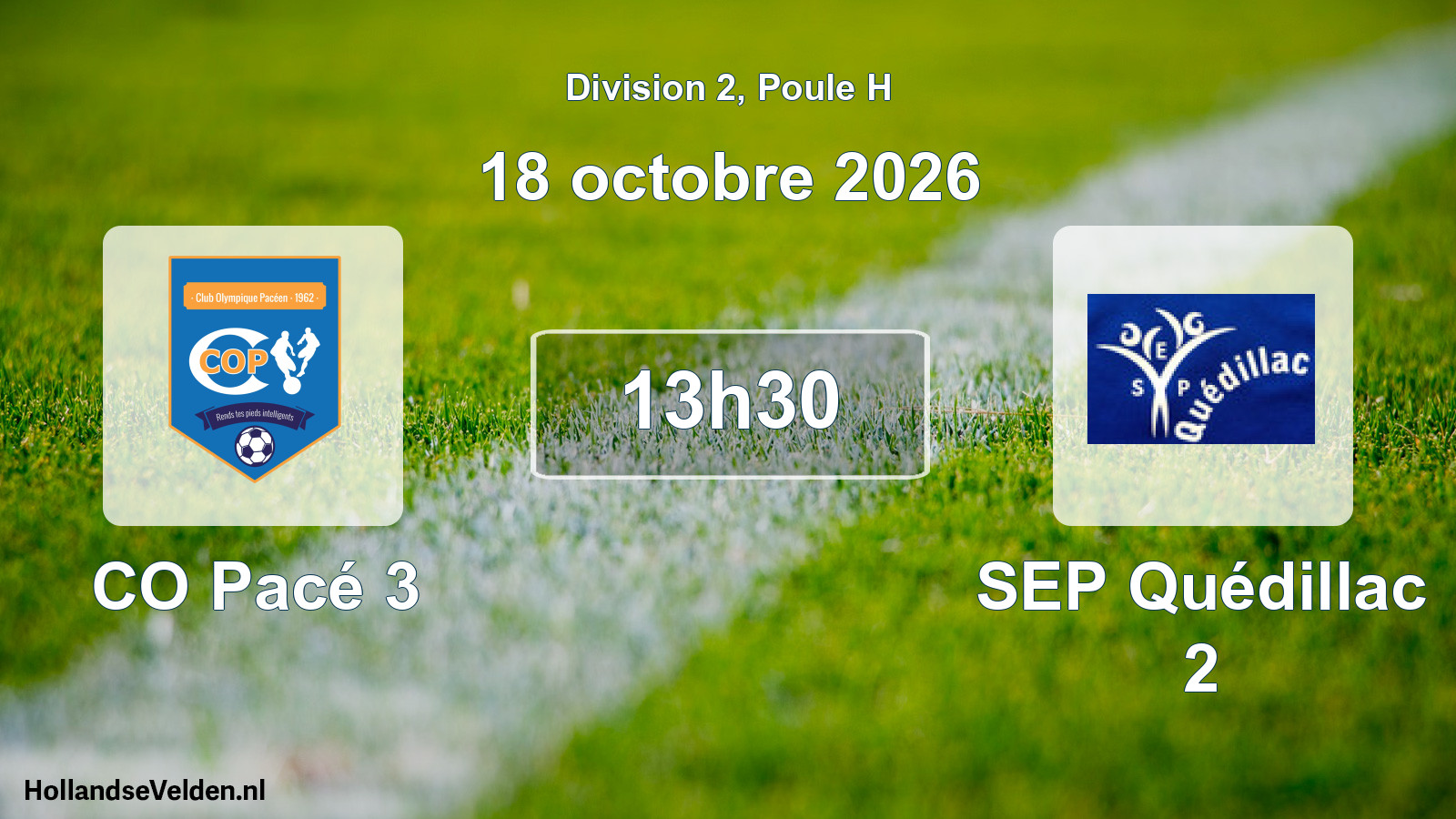 Match programmé: CO Pacé 3 - SEP Quédillac 2 (18 octobre 2026)