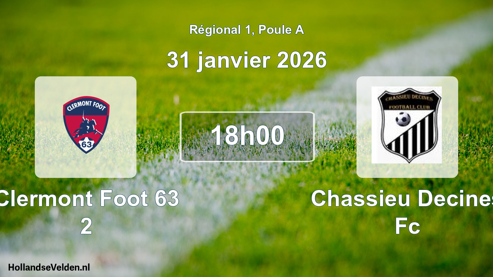 Geplande wedstrijd: Clermont Foot 63 2 - Chassieu Decines Fc (31 janvier 2026)