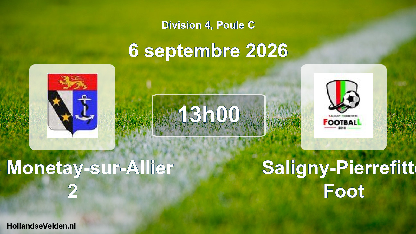 Match programmé: OC Monetay-sur-Allier 2 - Saligny-Pierrefitte Foot (6 septembre 2026)