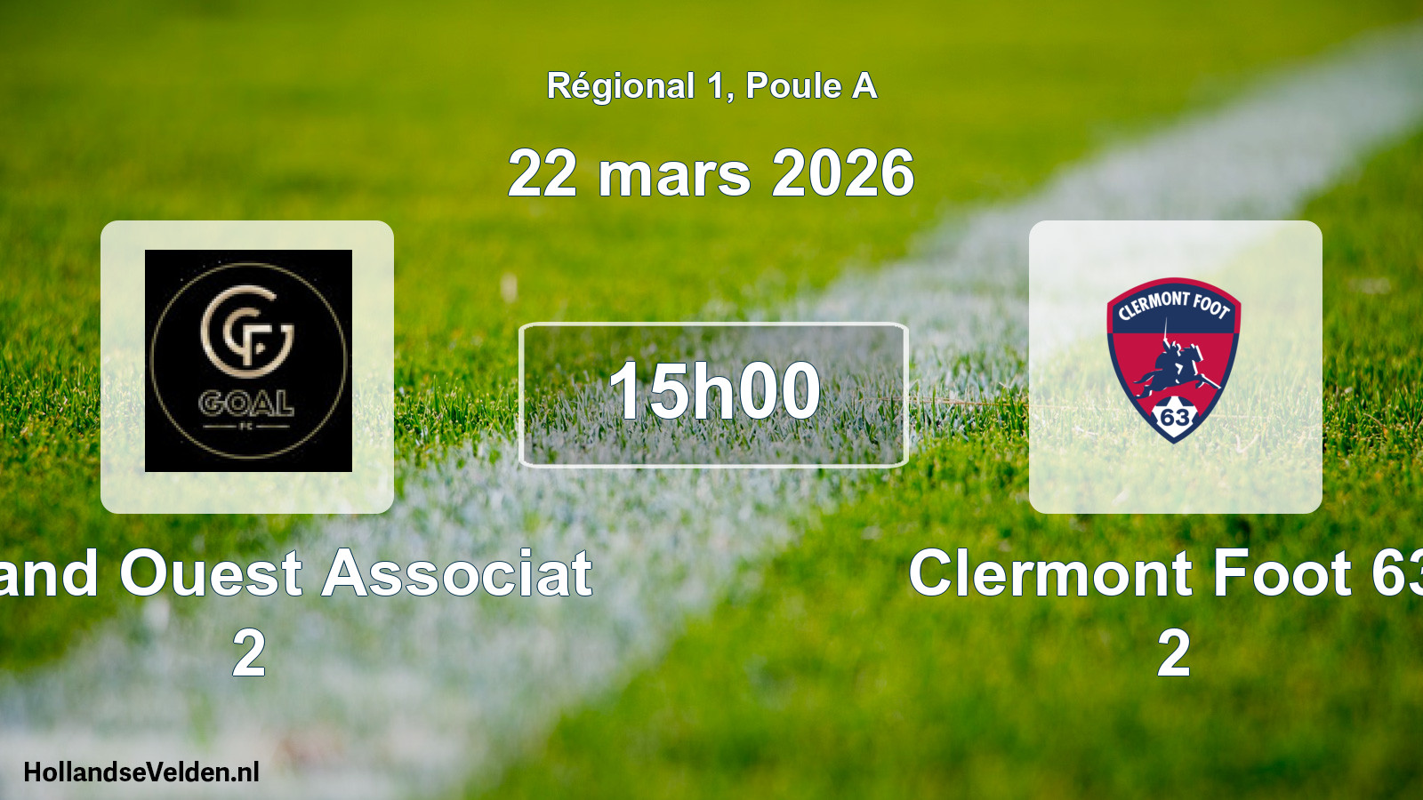 Geplande wedstrijd: Grand Ouest Associat 2 - Clermont Foot 63 2 (22 mars 2026)