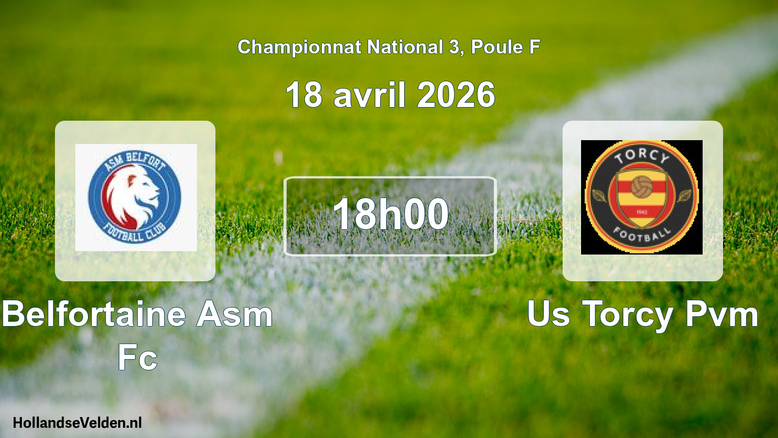 Geplande wedstrijd: Belfortaine Asm Fc - Us Torcy Pvm (18 april 2026)
