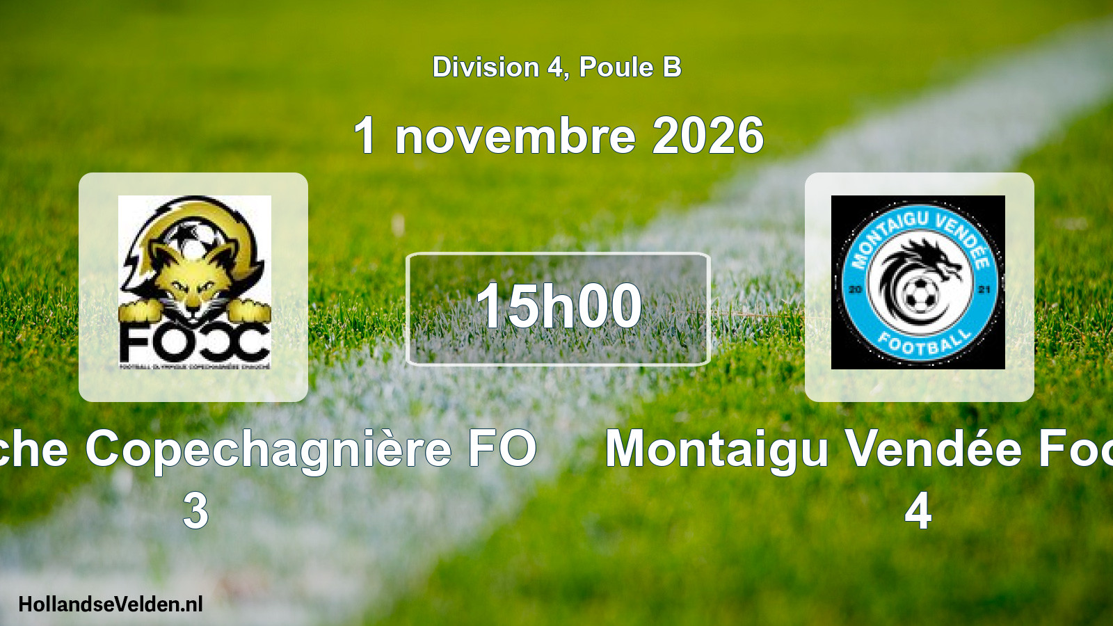 Match programmé: Chauche Copechagnière FO 3 - Montaigu Vendée Football 4 (1 novembre 2026)