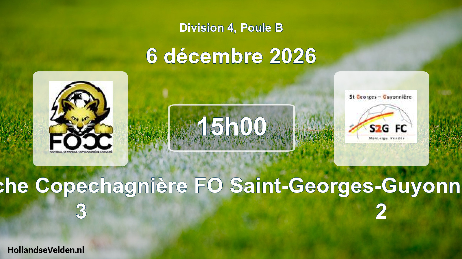 Match programmé: Chauche Copechagnière FO 3 - Saint-Georges-Guyonnière FC 2 (6 décembre 2026)