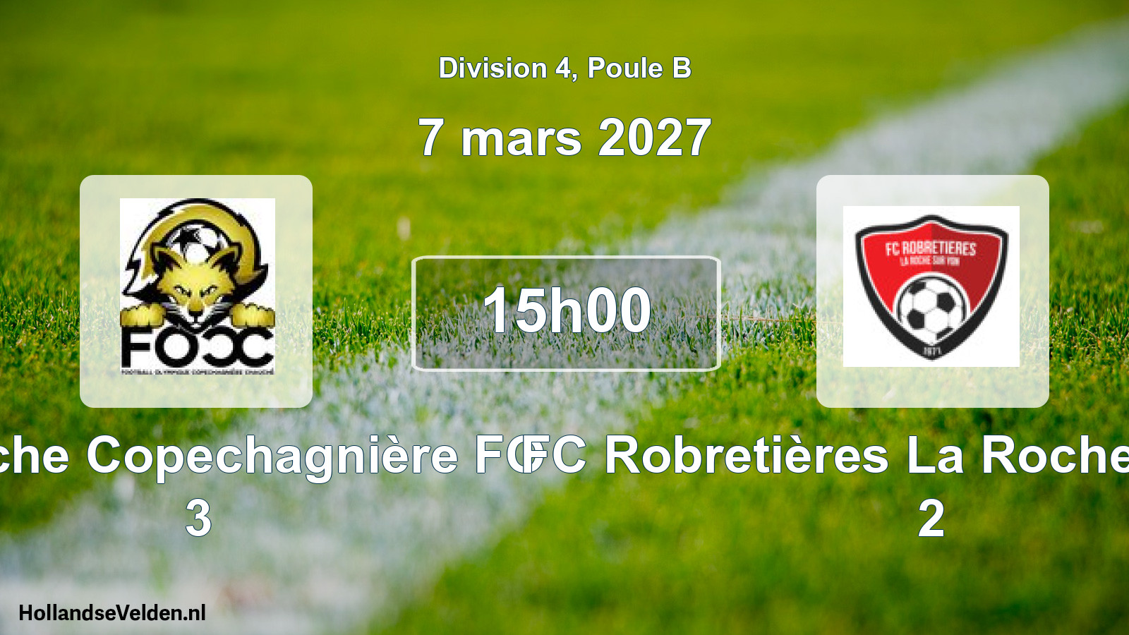 Match programmé: Chauche Copechagnière FO 3 - FC Robretières La Roche-sur-Yon 2 (7 mars 2027)