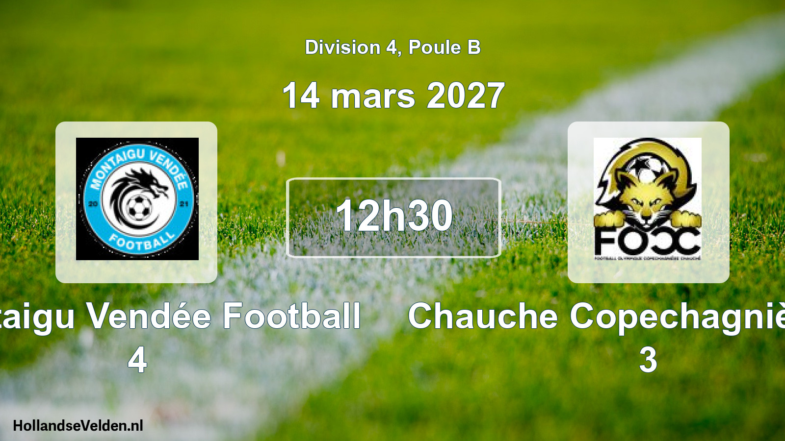 Match programmé: Montaigu Vendée Football 4 - Chauche Copechagnière FO 3 (14 mars 2027)