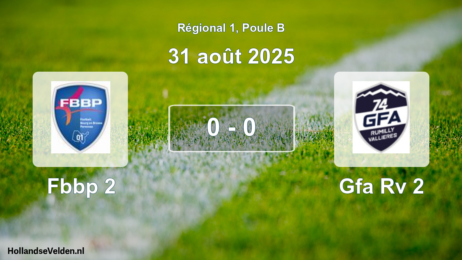 Gespeelde wedstrijd: Fbbp 2 - Gfa Rv 2 0 - 0 (31 août 2025)