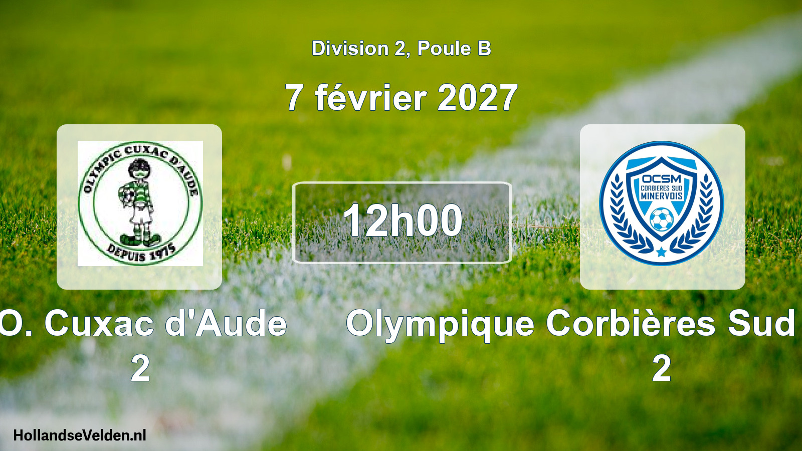 Match programmé: O. Cuxac d'Aude 2 - Olympique Corbières Sud Minervois 2 (7 février 2027)
