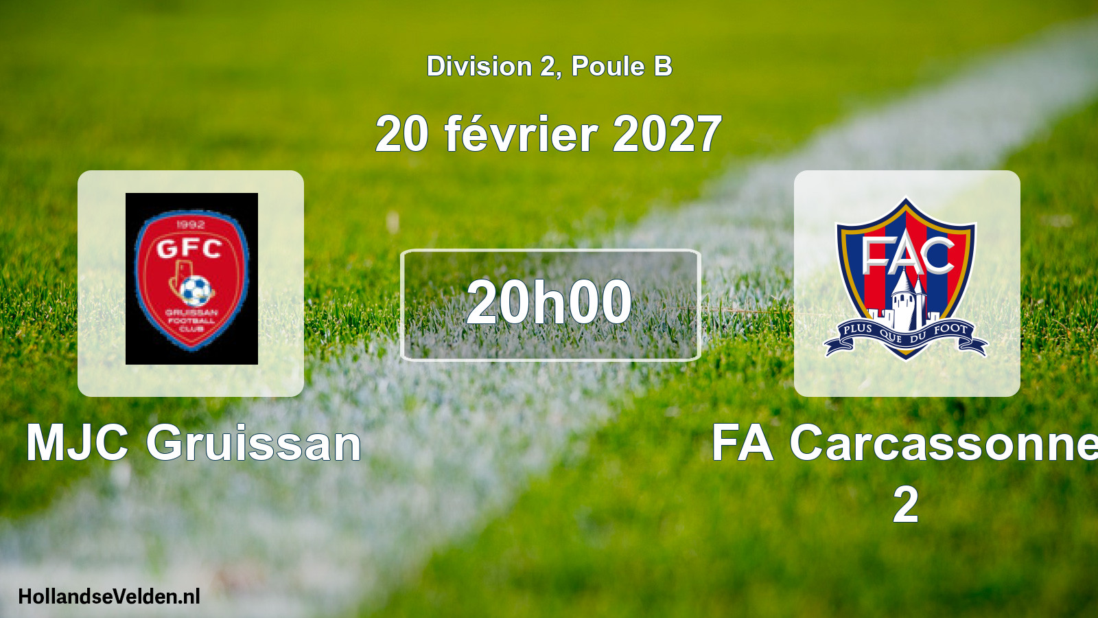 Match programmé: MJC Gruissan - FA Carcassonne 2 (20 février 2027)