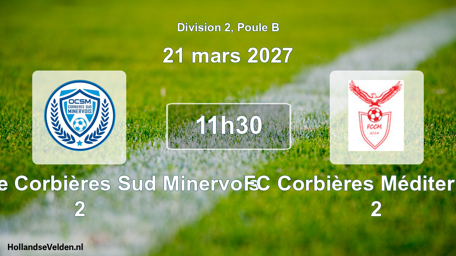 Match programmé: Olympique Corbières Sud Minervois 2 - FC Corbières Méditerranée 2 (21 mars 2027)