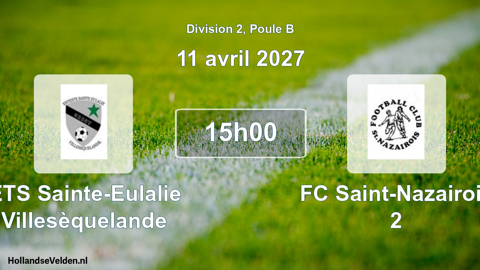 Match programmé: ETS Sainte-Eulalie Villesèquelande - FC Saint-Nazairois 2 (11 avril 2027)