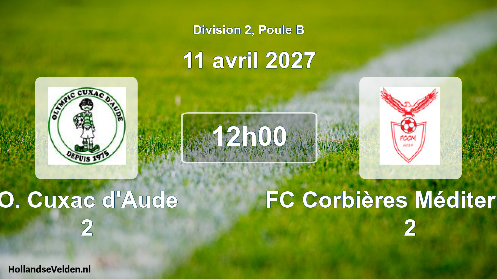 Match programmé: O. Cuxac d'Aude 2 - FC Corbières Méditerranée 2 (11 avril 2027)