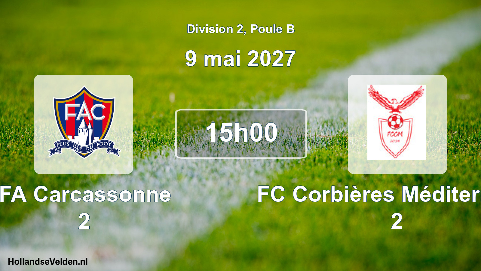 Match programmé: FA Carcassonne 2 - FC Corbières Méditerranée 2 (9 mai 2027)