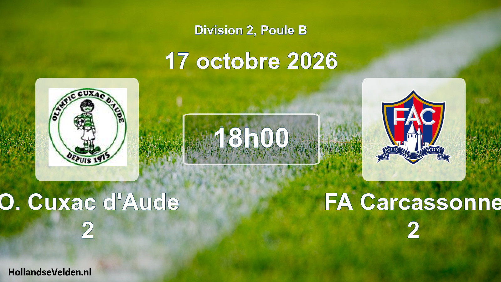 Match programmé: O. Cuxac d'Aude 2 - FA Carcassonne 2 (17 octobre 2026)