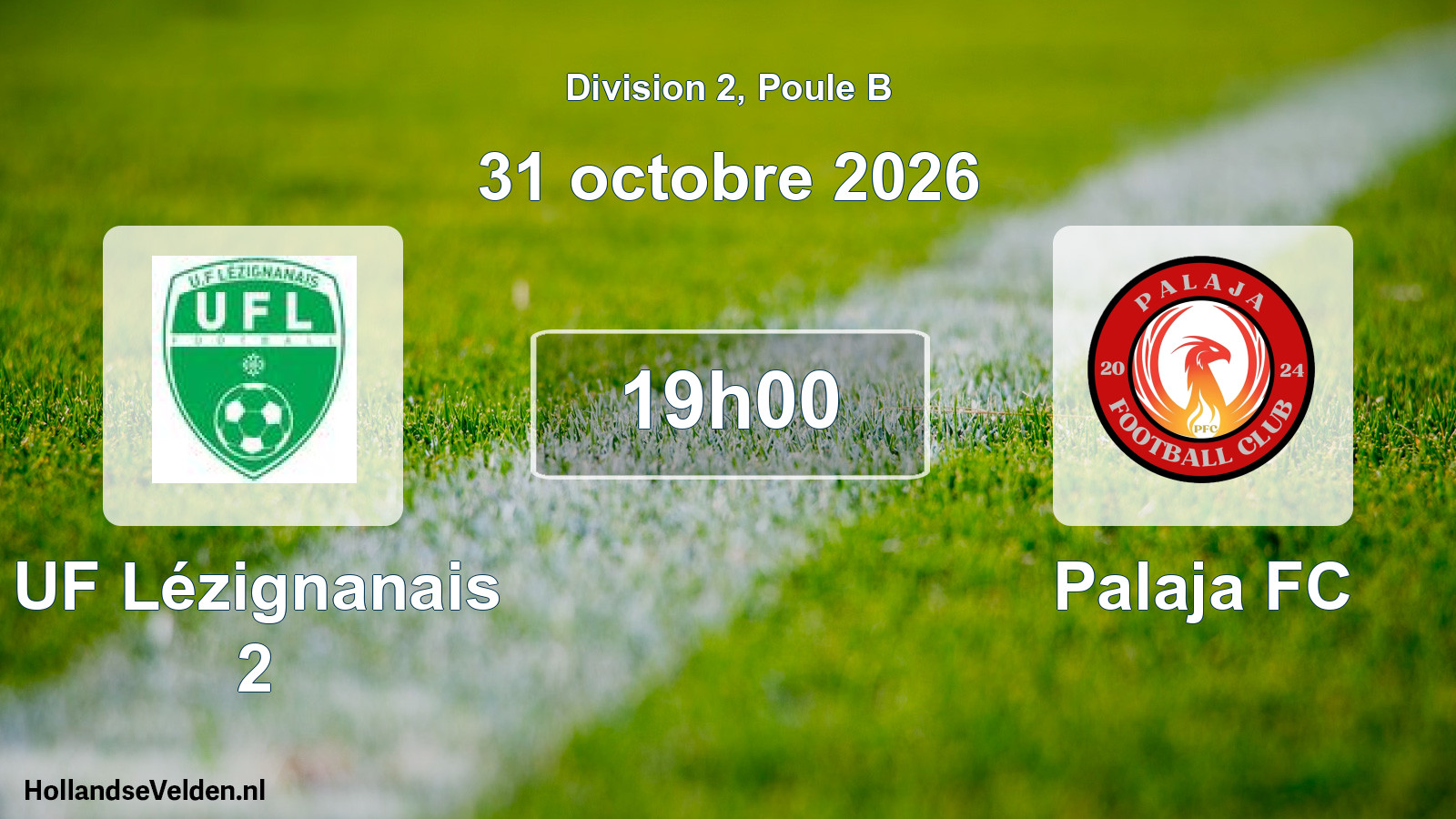 Match programmé: UF Lézignanais 2 - Palaja FC (31 octobre 2026)