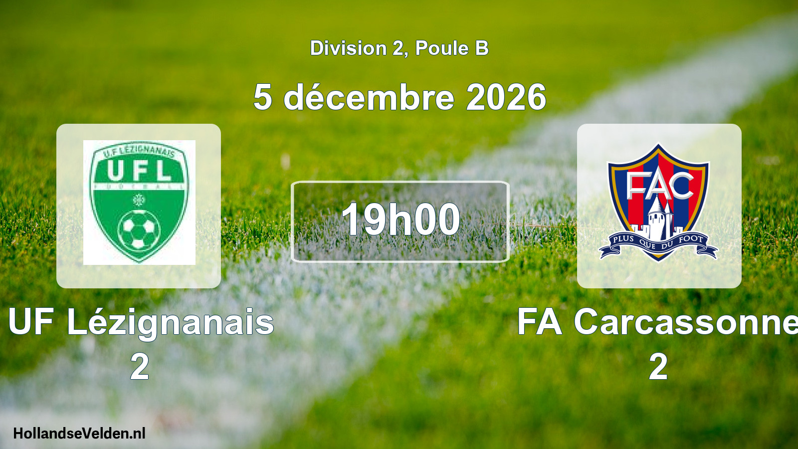 Match programmé: UF Lézignanais 2 - FA Carcassonne 2 (5 décembre 2026)